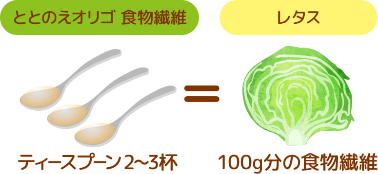 ととのえオリゴ食物繊維ティースプーン2,3杯=レタス100g分の食物繊維