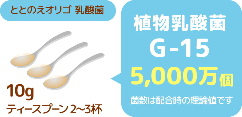 ととのえオリゴ乳酸菌10g ティースプーン2,植物乳酸菌G-15 5,000万個